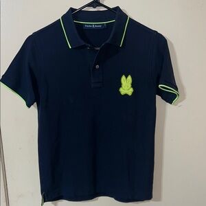 Boy Psycho Bunny Navy Polo Shirt with Neon Accents
